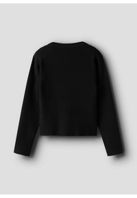Svart ribbad långärmad croppad tröja med rund halsringning och texturerad tyg, som har rakskurna ärmar och en figurnära design.