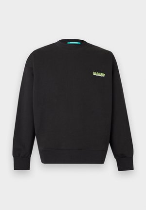 Hanorac negru cu mâneci lungi și guler rotund, cu un mic logo „BARROW” verde și alb pe partea stângă a pieptului, pe un fundal simplu, deschis la culoare.