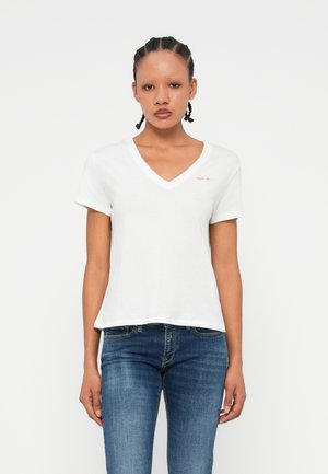V NECK LOGO 2 PACK - Základné tričko - white/black