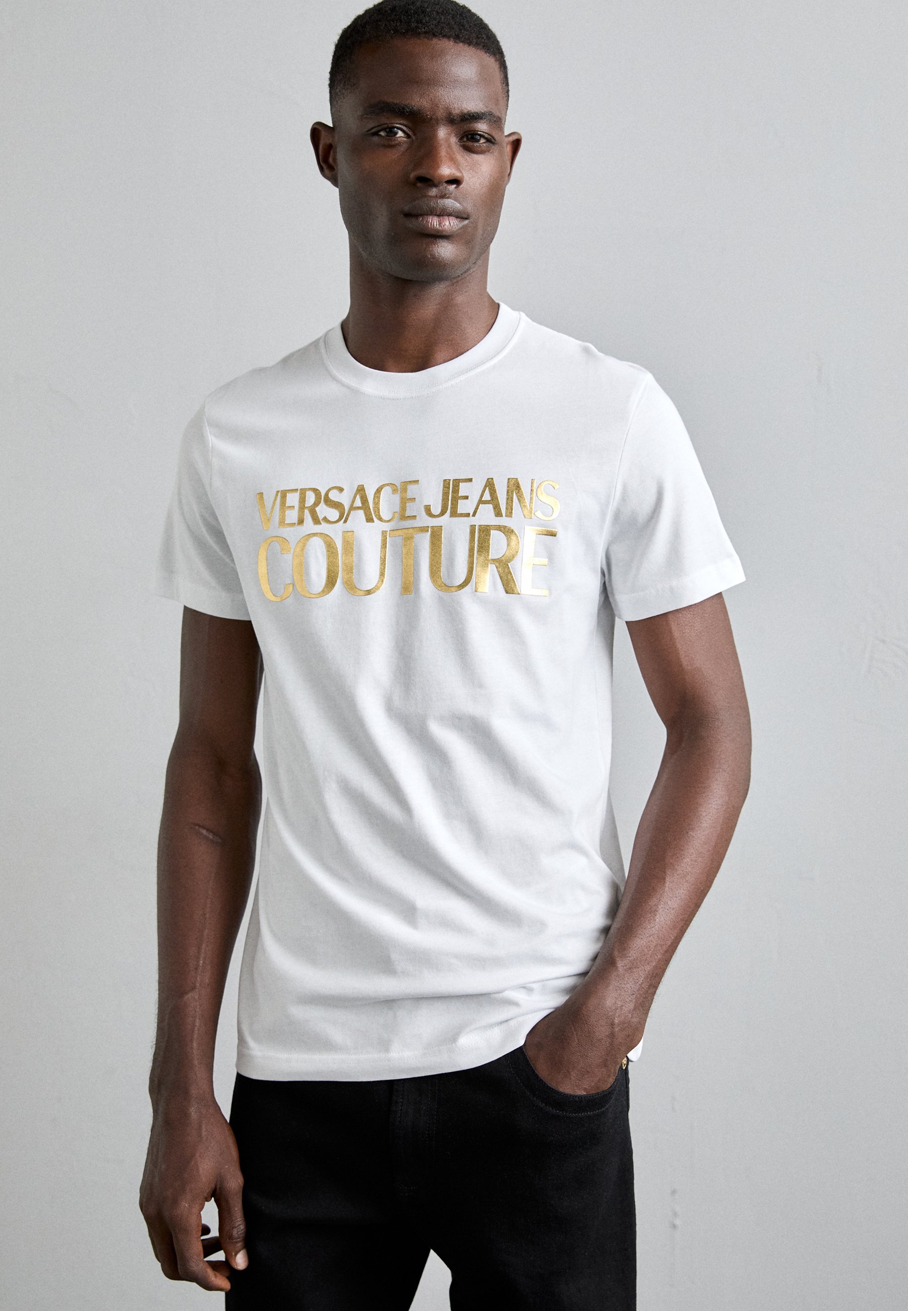 Versace Jeans Couture LOGO - Print T-shirt - white/gold