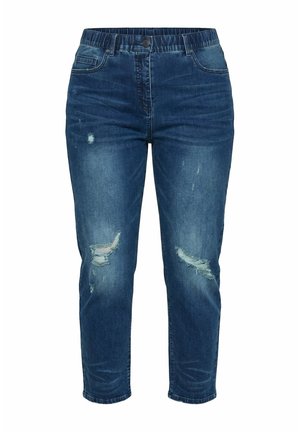Ulla Popken, DISTRESSED STRETCH-FIT MOM JEANS - Mom-jeans - blue denim