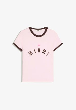 Bershka, SLIM FIT WITH CONTRAST PRINT - T-SHIRT - T-shirt print - light pink