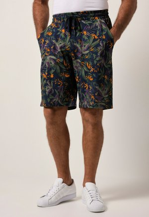JP1880, PIQUÉ BERMUDA SHORTS, ALL-OVER PRINT, RELAXED FIT - Shorts - navy blue