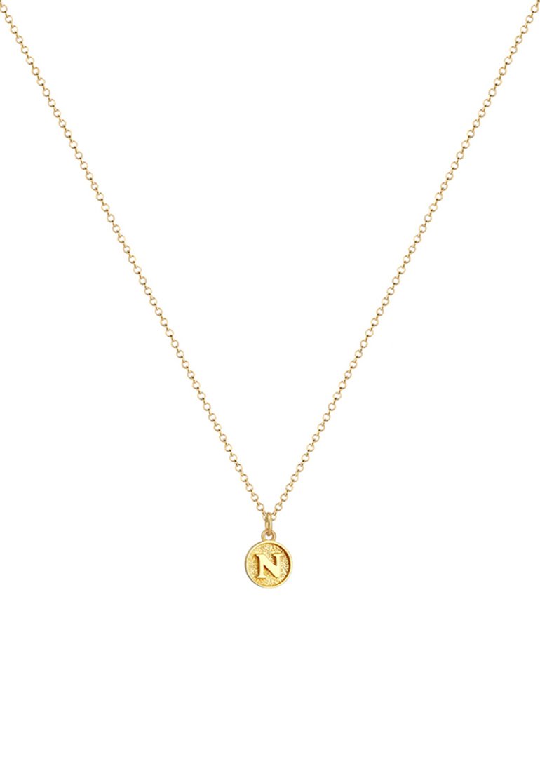 Elli Collana Con Iniziale N In Argento 925 Placcato Oro – Gioiello Minimal E Moderno, Regalo Idea