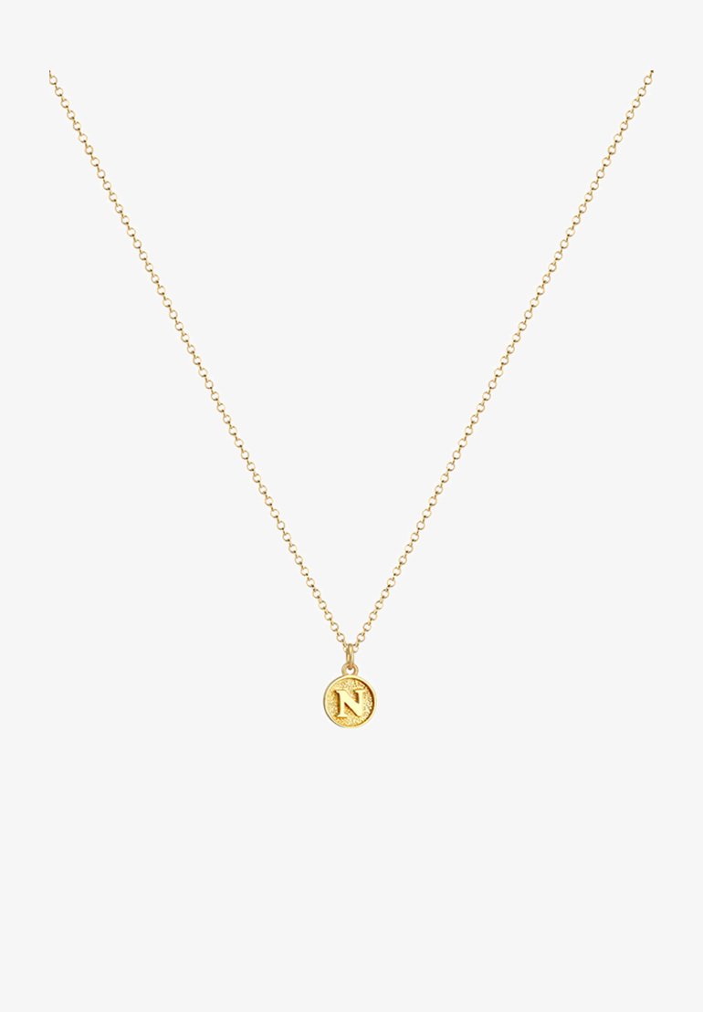 Elli Collana Con Iniziale N In Argento 925 Placcato Oro – Gioiello Minimal E Moderno, Regalo Idea