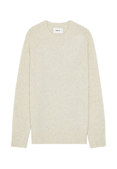 Maglione chiaro in maglia con scollo rotondo, maniche lunghe e orlo a costine. Realizzato in un materiale morbido e testurizzato con un motivo delicato.