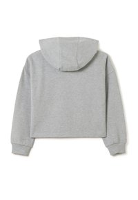 Gecombineerde grijze sweatshirt met een capuchon, lange mouwen, ribgebreide manchetten en een gestructureerde stof, met een eenvoudig, minimalistisch ontwerp.