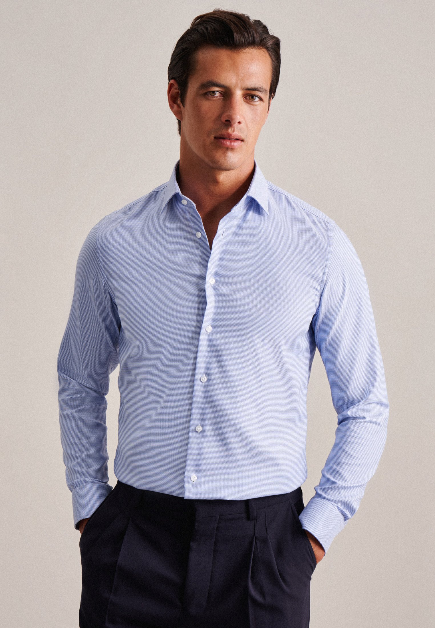 Seidensticker Business Hemd Herren – Bügelleicht, Slim Fit, Aus Jersey-Stoff