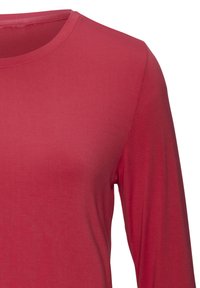 Langärmliges, runderhalsiges Oberteil in kräftigem Dunkelrot, aus glattem Baumwollmischgewebe gefertigt, mit einem einfachen, klassischen Design.