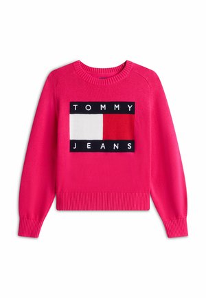 Tommy Jeans, TJW FLAG SWEATER EXT - Maglione - bright cerise pink