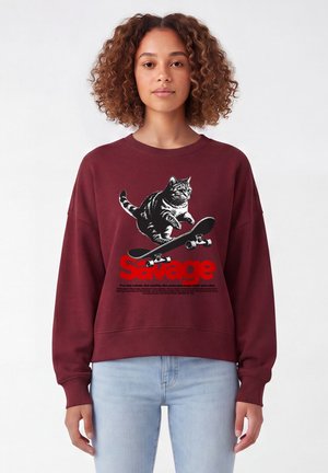watapparel, SAVAGE CAT - Sweatshirt - burgundy