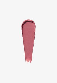 Utynnet lys mauve leppestift eller kremrouge-teststripe med jevn tekstur på hvit bakgrunn.
