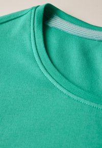 Grön bomulls t-shirt med rund halsringning, slät yta och subtila sömdetaljer på kragen och fållen.