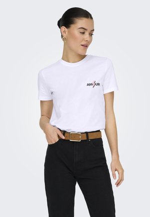 ONLY LIFE REG S/S LOVE BOX - Camiseta estampada - bright white