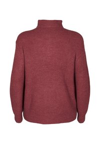 Zizzi FLASH MIT HOHEM KRAGEN UND REISSVERSCHLUSS - Maglione - merlot mel
