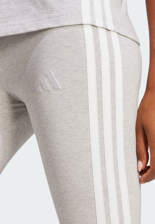 adidas Women's Essentials 3-Stripes Cotton Leggings Light Grey Heather/White — foto 3