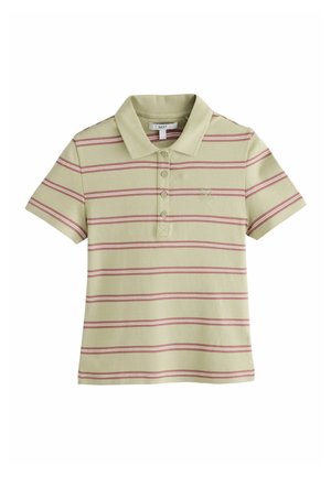 Next, REGULAR FIT - FITTED SHORT SLEEVE POLO TOP . - Polo - green stripe