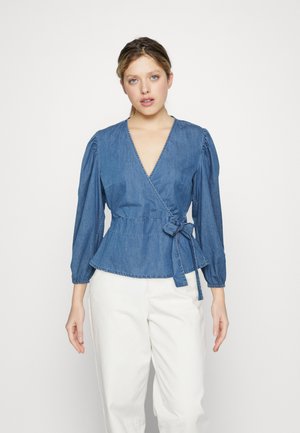 ONLY ONLKAJA WRAP - Μπλούζα - medium blue denim