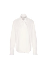Blusa bianca a maniche lunghe in cotone con colletto classico e dettaglio anteriore annodato. Tessuto morbido con una vestibilità comoda e polsini abbottonati.