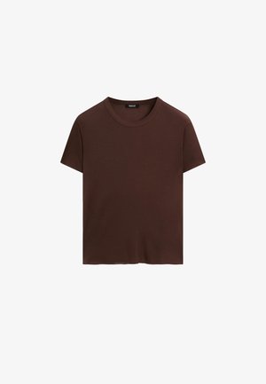 Massimo Dutti FLOWING SHORT SLEEVE WITH CREW NECK - T-shirt - bas - brown