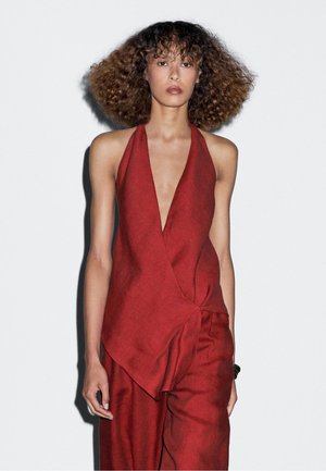 Massimo Dutti HALTER TOP WITH LOW-CUT BACK - Débardeur - red