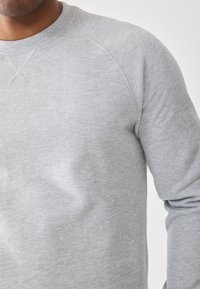 Lichtgrijze sweatshirt van een zachte katoenmix. Kenmerkt zich door een ronde halslijn, raglanmouwen en een subtiele textuur met minimale naden.