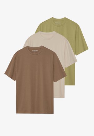 YOURTURN UNISEX 3 PACK - T-Shirt basic - off-white/brown/khaki