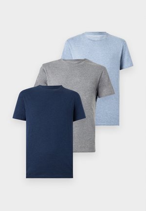 3 PACK - T-shirt basic - mottled dark blue/mottled blue/mottled grey