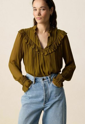 MIT RÜSCHEN - Blouse - dunkelgrün