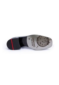 Suola nera con finitura liscia, caratterizzata da un'inserto argentato. Il design include una grafica di una palla da discoteca e il testo "DANCING WITH THE STARS."