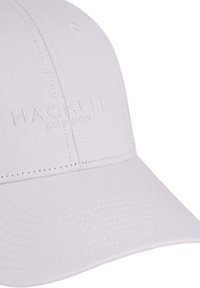 Svetlošedá šiltovka z tkaniny s hladkou textúrou. Na prednej strane sa nachádza vyšívané logo "HACKETT LONDON" a má zakrivený šilt.