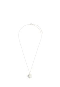 Srebrna ogrlica z okroglim obeskom v obliki medaljona. Medaljon ima barvne cvetlične detajle. Verižica je nežna z zaponko v obliki raka.