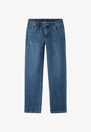 Sinine teksariie otsekärbe, viie tasku ja nööbi ja tõmbluku sulgemisega. Omab õrna kulumist ja õmblemise detaile.