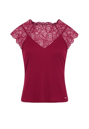 Morgan, MORGAN MORGAN LACE TANK TOP WITH ROUND NECK - Bluse - bordeaux