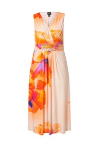 Ulla Popken FLORAL WRAP LOOK SLEEVELESS - Společenské šaty - apricot