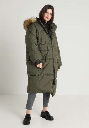 LADIES OVERSIZE PUFFER COAT - Ziemas mētelis - darkolive/beige