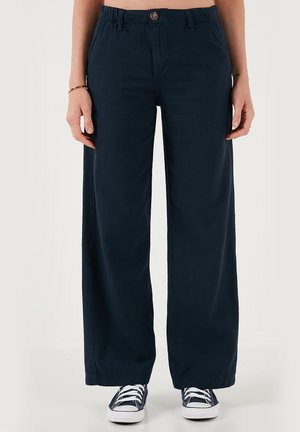 REGULAR FIT - Tygbyxor - dark blue