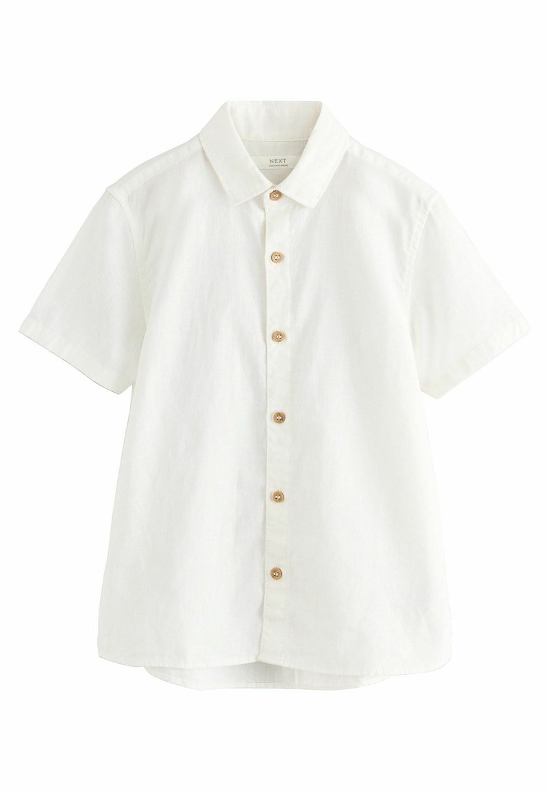 Camicia in misto lino con taschino e collo bowling