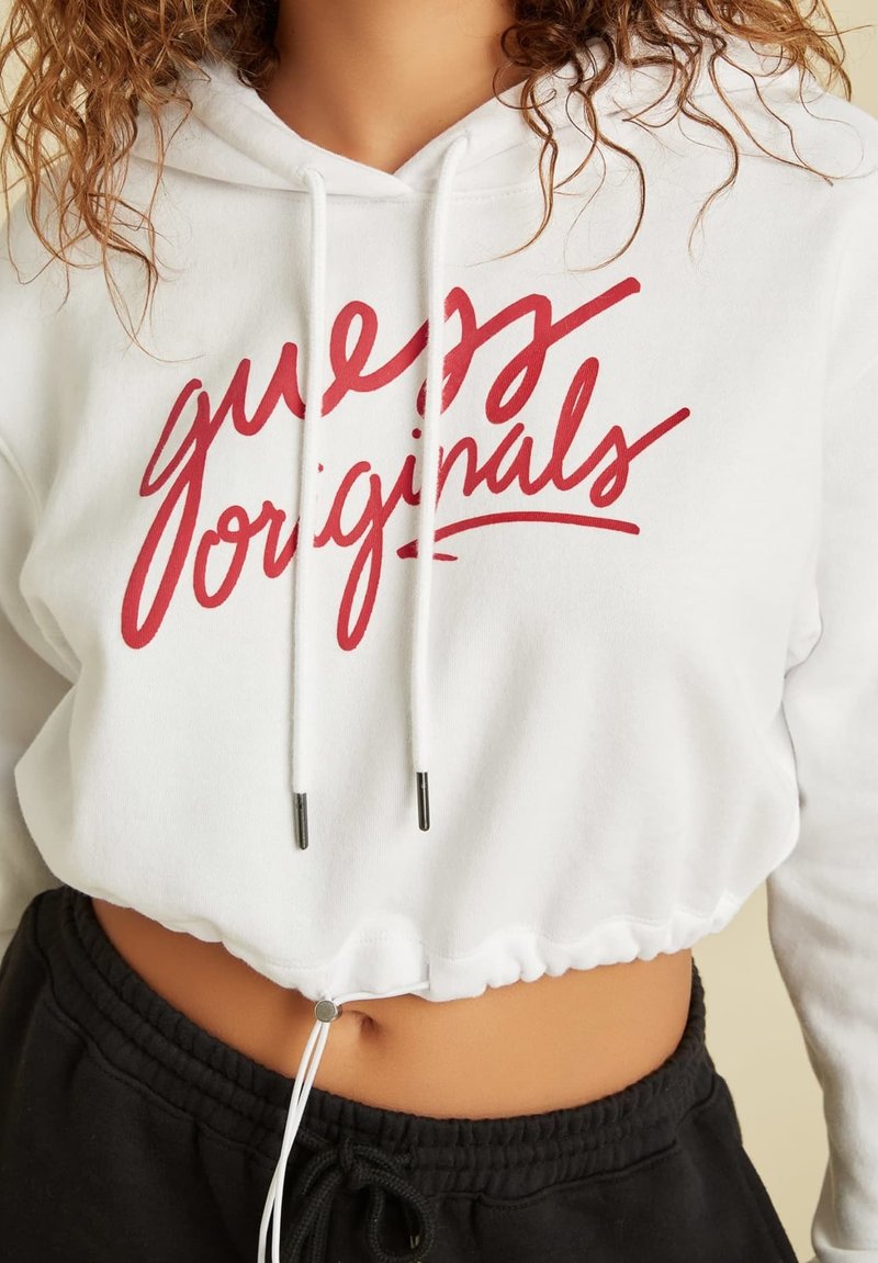 Guess CROPPED MIT KAPUZE - Hoodie - weiß/white - Zalando.de