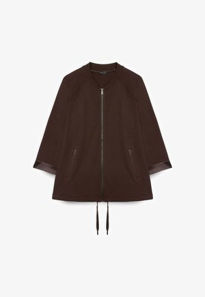 Fiorella Rubino, FELPA CON DETTAGLI E STRASS - Sudadera con cremallera - marrone
