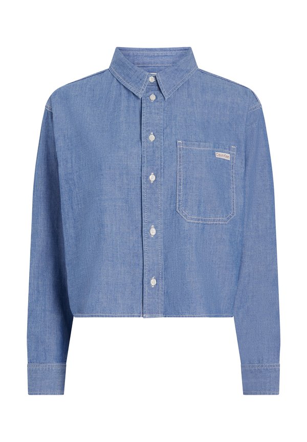 CROPPED DAD - Button-down blouse - denim medium2