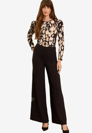 Love & Roses RUCHED FRONT REGULAR FIT - Langarmshirt - black and white animal