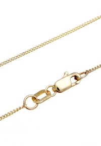 Halskette aus Gold mit einem filigranen Design und einem Karabinerverschluss. Die Oberfläche ist glatt, und die Glieder sind gleichmäßig verteilt mit einem polierten Finish.