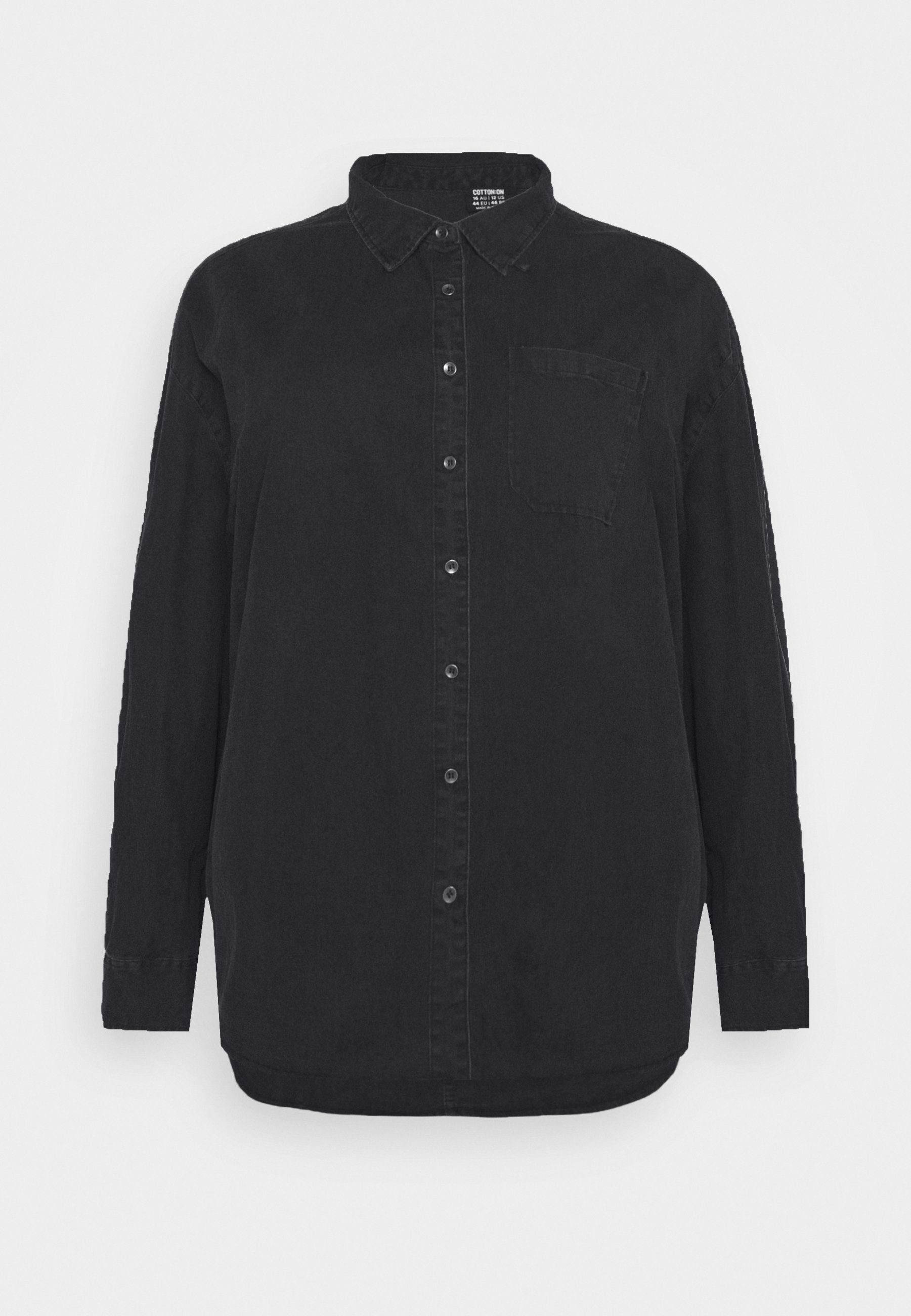 Cotton On Curve CURVE LONGLINE Skjorte washed black Cotton On Curve CURVE LONGLINE Skjorte washed black