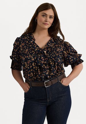 FLORAL COTTON VOILE PUFF SLEEVE BLOUSE - Bluse - navy multi