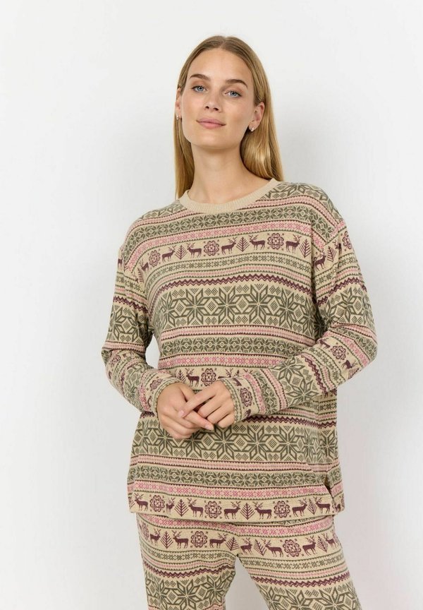 SC-BIARA AOP 127 - Strickpullover - dark olive mel com