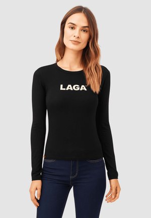 CON LETRAS IMPRESAS - Camiseta de manga larga - black