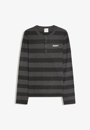 Bershka, WAFFLE-KNIT HENLEY - SWEATER - Pullover - dark grey
