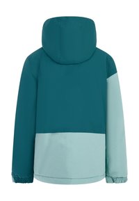 Türkis und hellblaues Kapuzenshirt mit einem color-block Design. Verfügt über elastische Bündchen und eine glatte Textur. Keine sichtbaren Logos oder Beschläge.