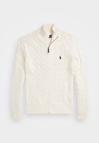 CABLE-KNIT COTTON FULL-ZIP JUMPER - Kofta - andover cream